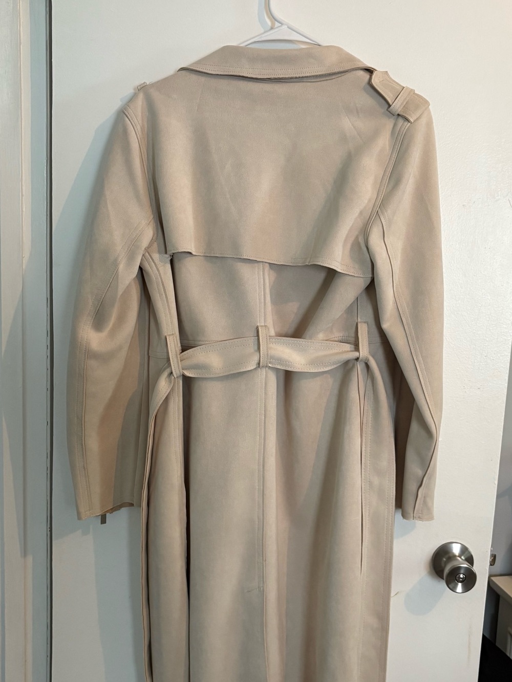 Women's Beige Long Trench Coat - Picture 3 of 4